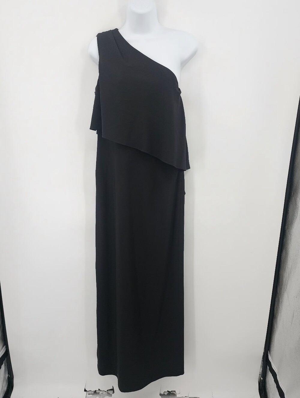 Amsale Black One-Shoulder Evening Gown, Size 6